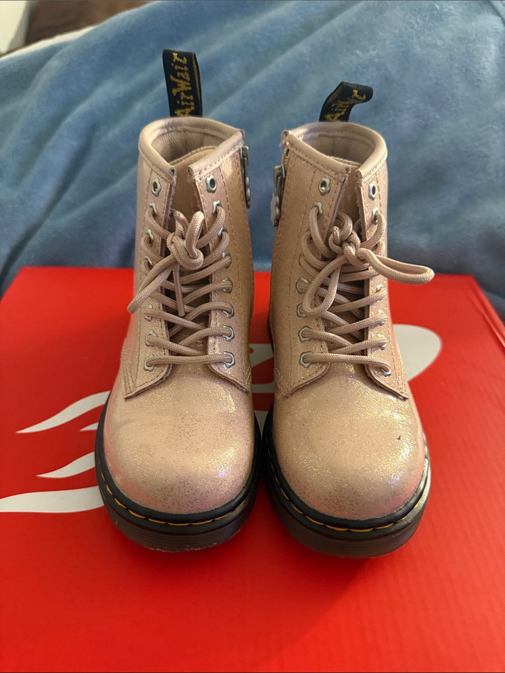 Dr. Martens Sparkle Pink Lace-Up Boots